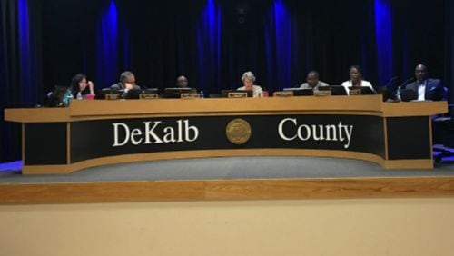 The DeKalb County Board of Commissioners voted 7-0 on May 9, 2017, to hire Access to Capital for Entrpreneurs (ACE) to administer a small business loan program. From left: Commissioners Nancy Jester, Jeff Rader, Larry Johnson, Kathie Gannon, Steve Bradshaw, Mereda Davis Johnson and Greg Adams. MARK NIESSE / MARK.NIESSE@AJC.COM