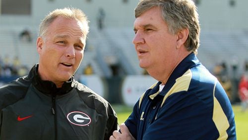 The next time Mark Richt and Paul Johnson meet, it will be in an ACC game when Miami comes to Georgia Tech next season. (AJC file photo)