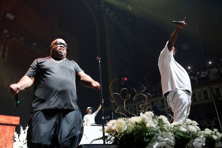 Atlanta native Killer Mike energized the sold out Tabernacle on Thursday, July 13, 2023. Ceelo Green(left) joined Mike for one song.
Robb Cohen for the Atlanta Journal-Constitution