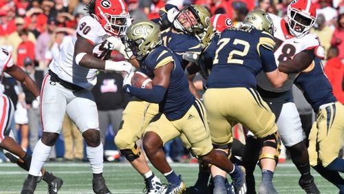 Georgia Tech running back Jamious Griffin has returned to the transfer portal. After deciding to leave Tech in December only to withdraw his name from the portal less than two weeks later, Griffin put his name back in the database Monday. (Hyosub Shin / Hyosub.Shin@ajc.com)