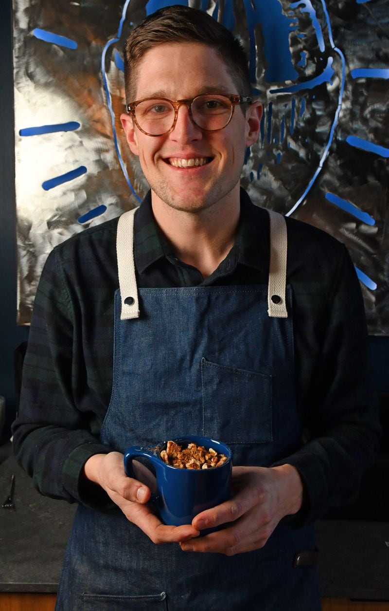 Richie Hicks, director of retail for Atlanta-based Brash Coffee Roasters, created Caffeinated Overnight Oats with Maple and Winter Spices. (Styling by Richie Hicks / Chris Hunt for the AJC)