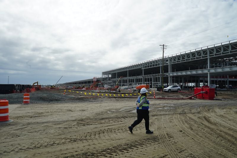 Construction progress on Hyundai Motor Group's 'Metaplant' near Savannah is shown on Oct. 25, 2023. The $7.6 billion electric vehicle and battery plant is expected to begin production in early 2025.