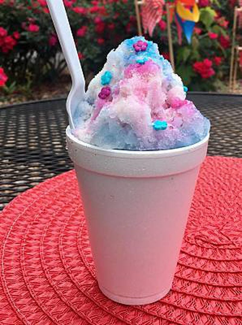 Strawberry Fields Market in Roswell offers local produce and fresh sno-cones from Ice Ice Baby SnoBalls.