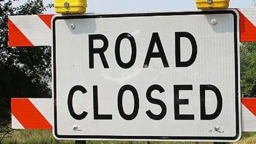 A road in Roswell is closed on Monday.