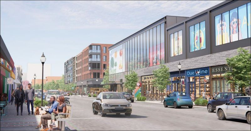 A rendering of early development plans for The Mall West End on Ralph David Abernathy Boulevard. Prusik Group & BRP, via West End Neighborhood Development)