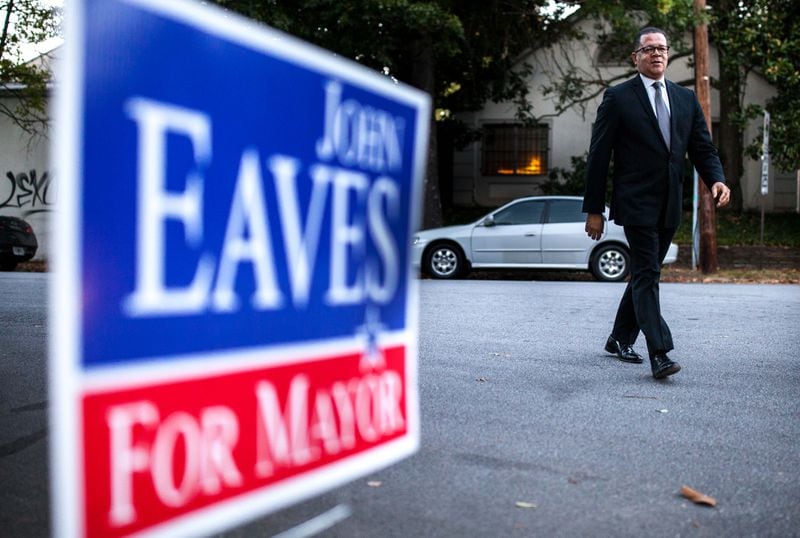 Atlanta mayoral candidate John Eaves makes his way to a candidate forum, Wednesday, Oct. 4, 2017, in Atlanta.  BRANDEN CAMP/SPECIAL