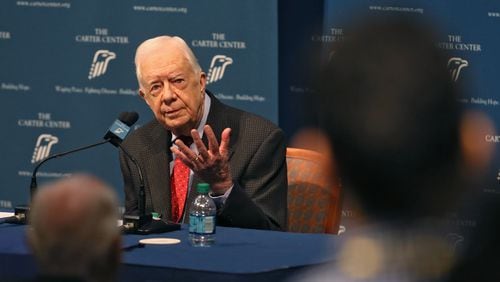 Former President Jimmy Carter discusses his cancer diagnosis at the Carter Center in 2015. Bob Andres, bandres@ajc.com