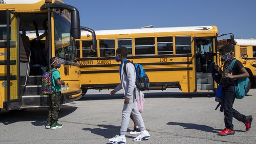 The Cobb County School District announced a second $1,200 retention bonus for bus drivers and monitors. (Alyssa Pointer / Alyssa.Pointer@ajc.com)