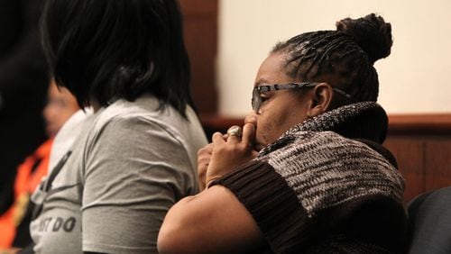 Melissa Alford sits in the jurors box during the sentencing of Jose Torres and Kayla Norton at the Douglas County Courthouse on Monday. (Henry Taylor / henry.taylor@ajc.com)