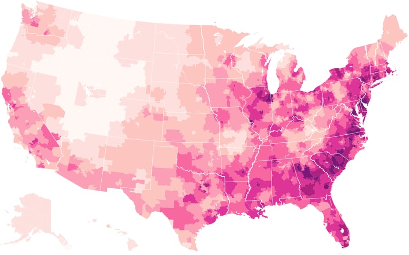 Lil Uzi Vert fan map from New York Times’ Upshot analysis, “What Music Do Americans Love the Most?”
