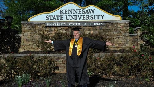 Roger DePuy, now 75, earned a bachelor’s degree from Kennesaw State in 2016 under a program that allows residenrs 62 and older to attend classes at state colleges and universities without paying tuition and major fees.