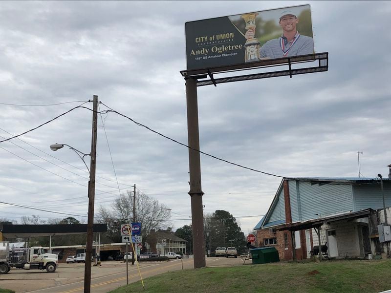 As evidenced by this billboard that loomed over Union, Miss., recently, Georgia Tech's Andy Ogletree is kind of a big deal in his hometown. (Steve Hummer/Staff)