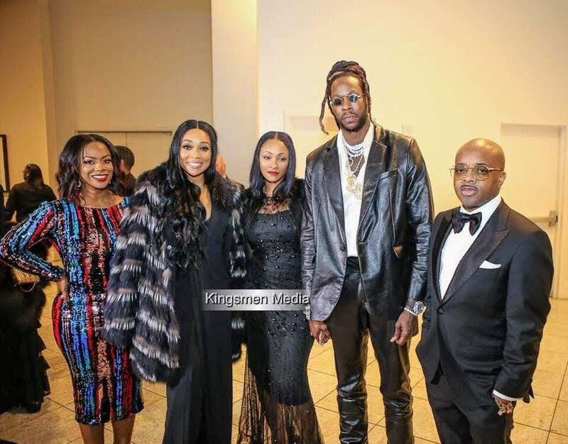 Celebrities attending the 35th Annual Mayor’s Masked Masked Ball  Kandi Burris, Monica Brown, 2 Chainz and his wife, and Jermaine Dupri (Kingsmen Media)