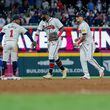 Braves players celebrate their win after beating the Chicago Cubs 7-0 at Truist Park on Tuesday, May 14, 2024, in Atlanta.
(Miguel Martinez/ AJC)