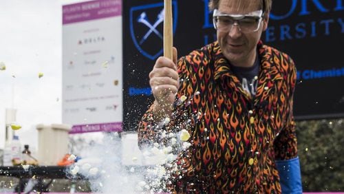 Atlanta Science Festival’s Exploration Expo, taking place March 23 at Piedmont Park, features live science demonstrations by Doug Mulford, a faculty member of Emory University’s Department of Chemistry, and others. Contributed by Atlanta Science Festival