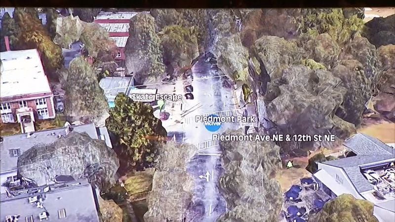 Dani Jo Carter, who drove the McIvers on the night that Diane was shot, shows the court the route that the vehicle took. This view shows 12th Street and Piedmont Avenue. The demonstration was part of Carter's testimony during the Tex McIver murder trial on March 19, 2018 at the Fulton County Courthouse. (Channel 2 Action News)