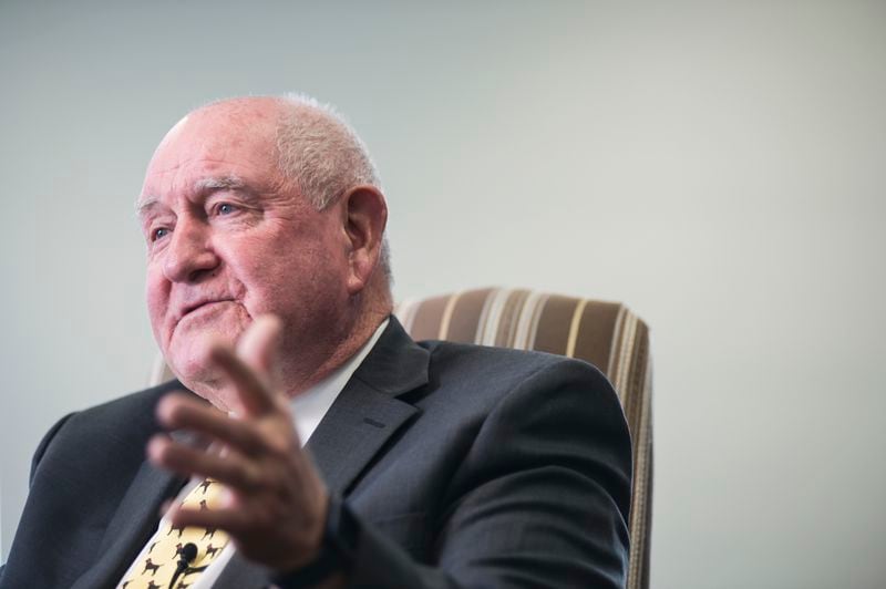 Chancellor Sonny Perdue at his office in downtown Atlanta on April 20, 2022. The former two-term Georgia governor was announced as University System of Georgia chancellor in March. (Natrice Miller / natrice.miller@ajc.com)