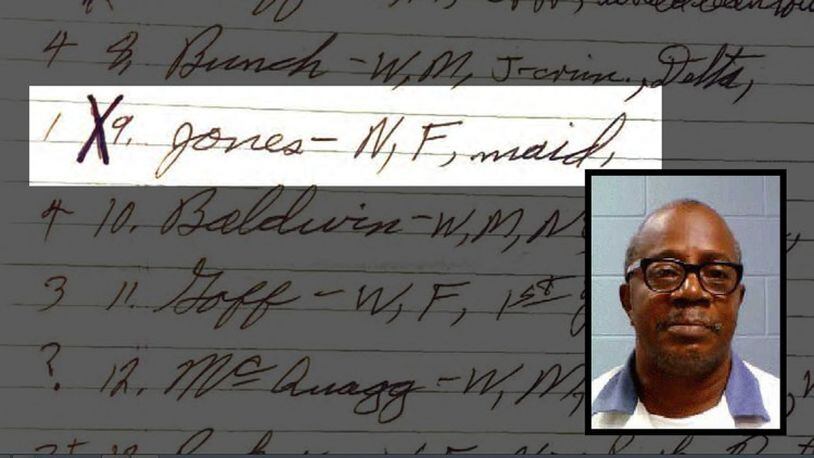 A motion filed on behalf of Johnny Lee Gates (inset) contends that potential jurors in his 1977 murder trial in Columbus were struck because they were black. Prosecutors’ notes from that jury selection show that all four names with an “N” beside them were struck. A “W” beside other names denotes a white potential juror. The numbers at left follow a 1-5 scale with 1 least desirable and 5 most favored by prosecutors. (Muscogee County District Attorney’s Office)