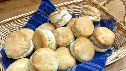 Jolene Black’s Cream Biscuits come out impressive, yet the recipe calls for just two ingredients. LIGAYA FIGUERAS / LFIGUERAS@AJC.COM