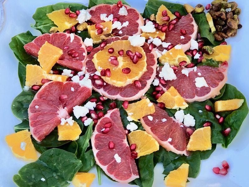 Pomegranate seeds add a burst of color, flavor and protein to salads. CONTRIBUTED BY KELLIE HYNES
