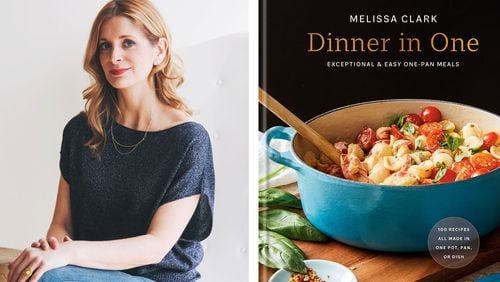 New York Times staff writer and cookbook author Melissa Clark tries to make mealtime easier, while keeping as much flavor as possible, with “Dinner in One” (Clarkson Potter, $29.99). (Photos courtesy of Amy Dickerson and Clarkson Potter)