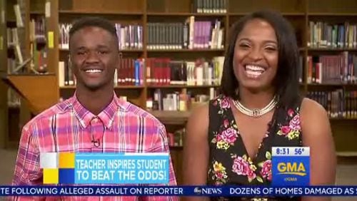 When life circumstances nearly thwarted Jamias Howard’s high school plans, Griffin High School teacher Kimberly Wimbish took action. Howard graduates on Saturday thanks to Wimbish’s efforts.(Credit: Good Morning America)