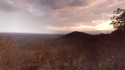 A still from a VR video produced by Ryon Horne of the leaves changing at Kennesaw Mountain.