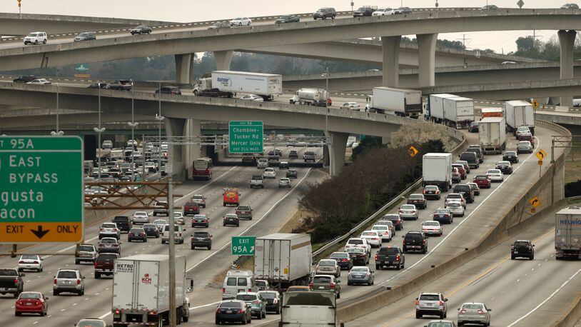March 29, 2013 - Atlanta, Ga: Automobiles travel through Spaghetti Junction. JASON GETZ / JGETZ@AJC.COM