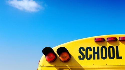 School bus in technicolor