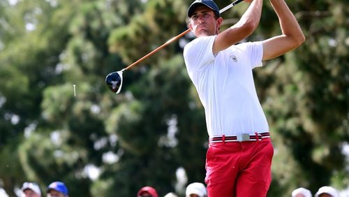 Stewart Hagestad of Team USA hits a tee shot on the 17th hole on his way to beating Jack Singh Brar of Team Great Britain and Ireland two and one during the singles matches of the 2017 Walker Cup at the Los Angeles Country Club on September 10, 2017 in Los Angeles, California. (Photo by Harry How/Getty Images)