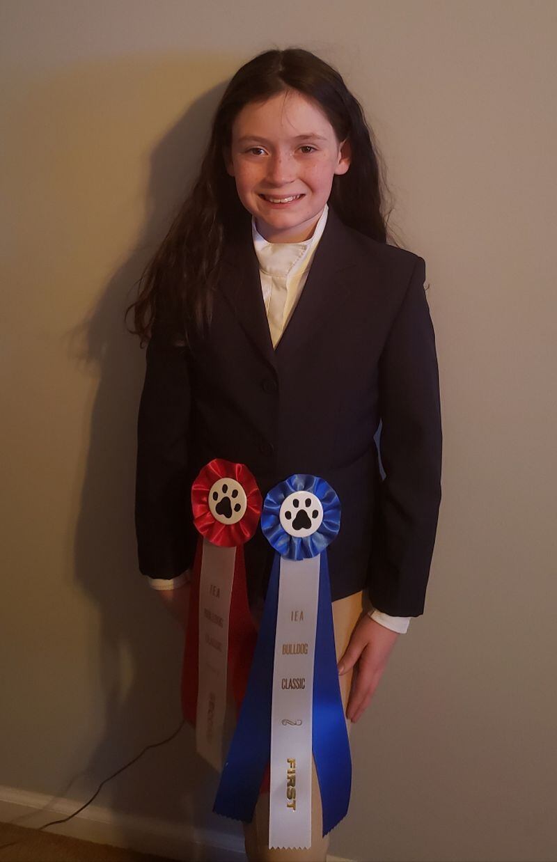 The Piedmont Academy Equestrian team recently competed in a horse show held at Wisteria Farm located in Monroe. 
Madison Swann received a 1st and a 2nd in her Beginner Walk/trot classes.