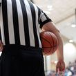 MARCH 4, 2017  MARIETTA A referee is shown during a timeout as the St Francis Knights play the Greenforest Eagles in the state semi-finals of the high school basketball playoffs at the Cobb County Civic Center Saturday, March 4, 2017. 
The winner will advance to the state championships next week at either Georgia Tech or UGA. Kent D. Johnson/AJC