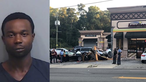 Jonathan Maurice Rice is accused of driving a homicide victim's car into a pedestrian and an American Deli in northwest Atlanta on Wednesday.