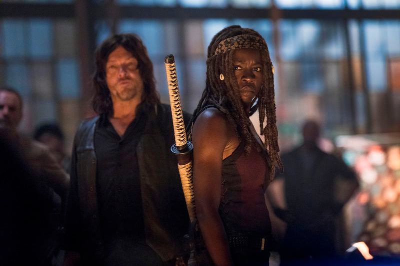 Norman Reedus as Daryl Dixon, Danai Gurira as Michonne Â - The Walking Dead _ Season 9, Episode 1 - Photo Credit: Jackson Lee Davis/AMC