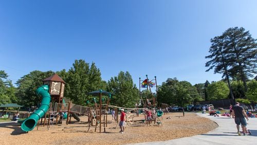 Families play at Ashford Park, one of Brookhaven’s 11 parks and the center of the Ashford Park neighborhood. (Jenni Girtman / Atlanta Event Photography)