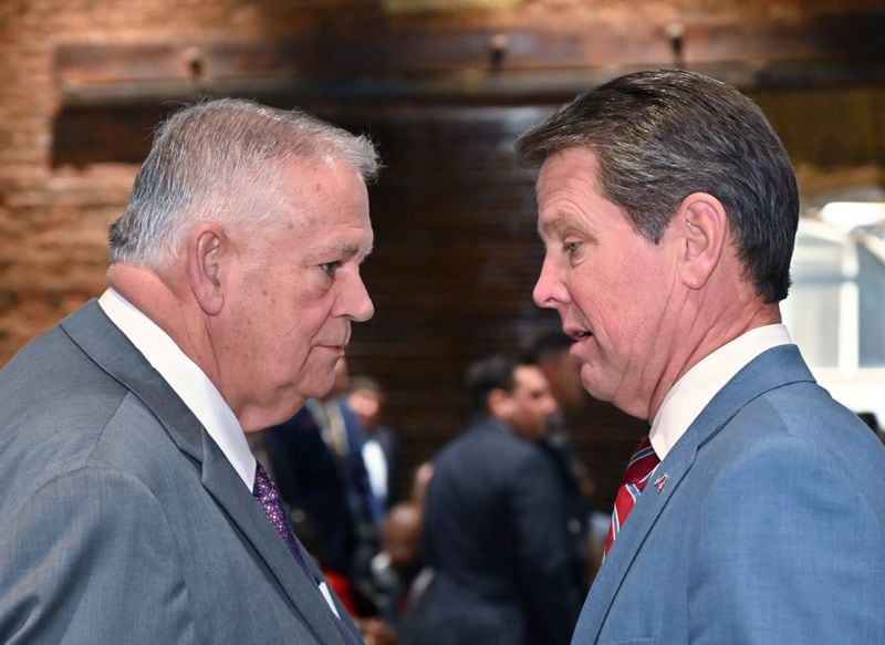 Georgia House Speaker David Ralston, left, and Gov. Brian Kemp have had a number of rifts recently. Now, they are backing separate candidates in the state's November special election for the U.S. Senate. (Hyosub Shin / Hyosub.Shin@ajc.com)