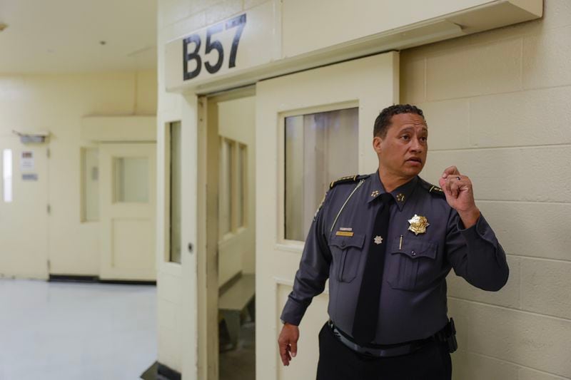 Fulton County Sheriff Patrick Labat gives a tour of Fulton County Jail on Thursday, March 30, 2023. The U.S. Justice Department has launched a civil rights investigation of conditions in the jail. (Natrice Miller/The Atlanta Journal-Constitution)