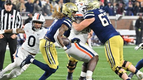 Georgia Tech wide receiver Malachi Carter and his teammates hold a 4-5 record, and two wins in their final three games would put them at 6-6 and in a bowl game for the first time since 2018. (Hyosub Shin / Hyosub.Shin@ajc.com)