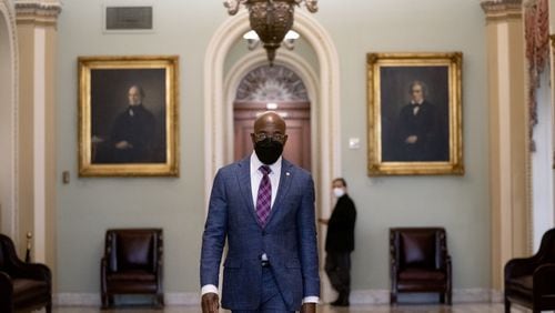 President Joe Biden's new debt relief program targeted specifically to Black, Hispanic and Native American farmers shows the political weight of Sen. Raphael Warnock, D-Ga., shown in Washington, D.C., in 2021. MUST CREDIT: Bloomberg photo by Stefani Reynolds