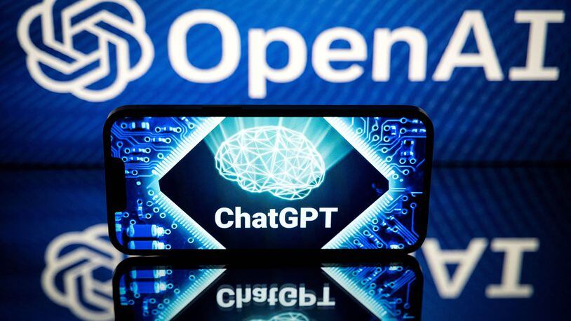 This picture taken on Jan. 23, 2023, in Toulouse, southwestern France, shows screens displaying the logos of OpenAI and ChatGPT. - ChatGPT is a conversational artificial intelligence software application developed by OpenAI. (Lionel Bonaventure/AFP via Getty Images/TNS)