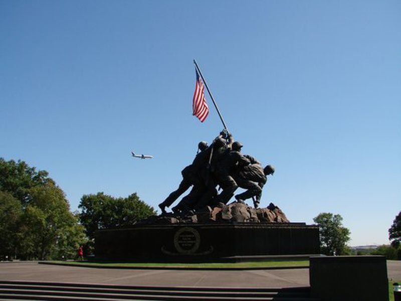 The Iwo Jima Memorial, in Arlington, Virginia.