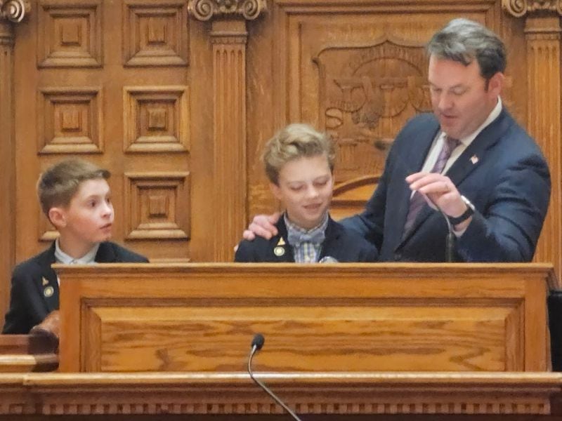 Kevin Millican and Holt Rogers, students at Marietta Sixth Grade Academy, were the last pages standing on day 39 of the legislative session on Tuesday.
