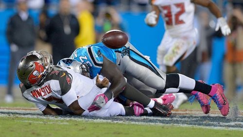 As enjoyable as it may be watching Jameis Winston get sacked, Monday night's Tampa Bay-Carolina game still lacked overall viewer appeal. (Grant Halverson/Getty Images)