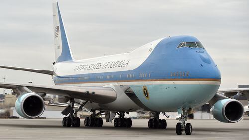 President Obama arrived in Atlanta via Air Force One on March 10, 2015.