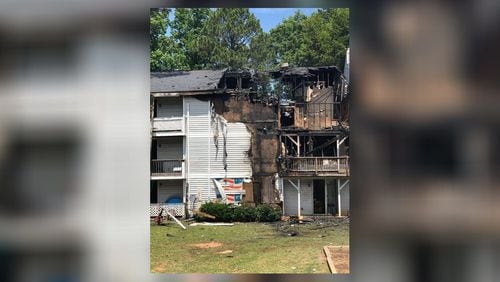 In a fire at the Sierra Village Apartments in Brookhaven, eight units were destroyed Sunday leaving 41 people homeless. (photo courtesy Red Cross)