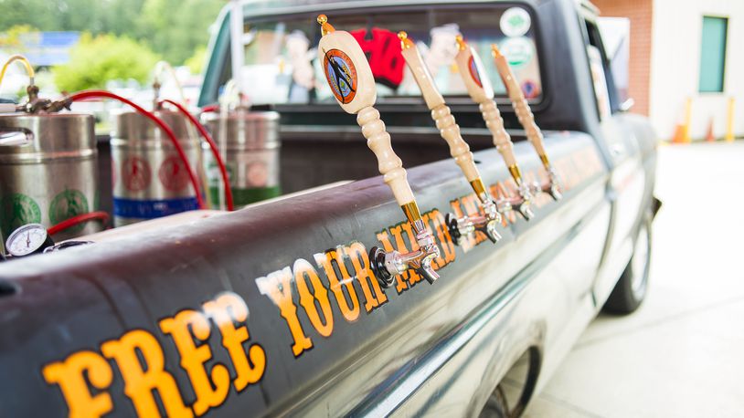 Draft beer is served straight from Burnt Hickory Brewery's truck "The Rowdy."