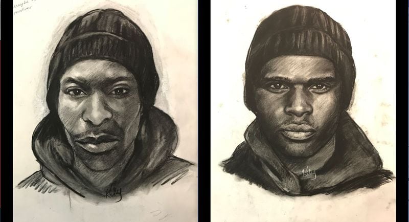 Sketches of suspects in the January 2016 shooting death of Herbert "Buster" Perkinson. (Credit: Kelly Lawson / GBI)