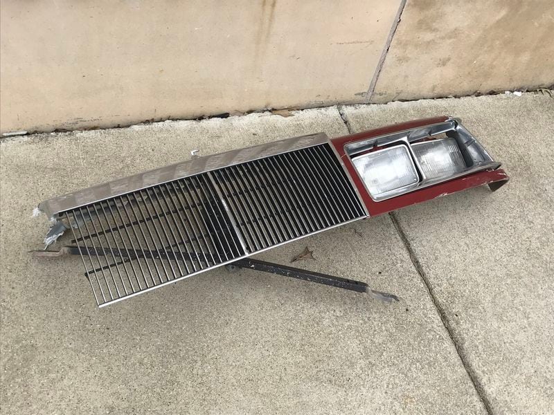 This car grill presumably was from a vehicle that ended up inside the mall itself.