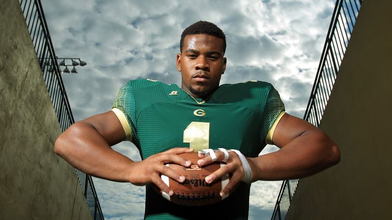 Grayson defensive lineman Robert Nkemdiche is one of the AJC Super 11 shown at his high school Monday afternoon in Loganville, Ga., August 6, 2012. Nkemdiche was the all-class Georgia player of the year in 2012 and is the consensus No. 1 recruit in nation.  JASON GETZ / JGETZ@AJC.COM