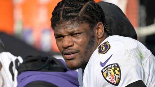 The Falcons haven’t invested much in quarterbacks with general manager Terry Fontenot and coach Arthur Smith. Ravens quarterback Lamar Jackson likely will be available in free agency. (AP Photo/Phelan M. Ebenhack, File)